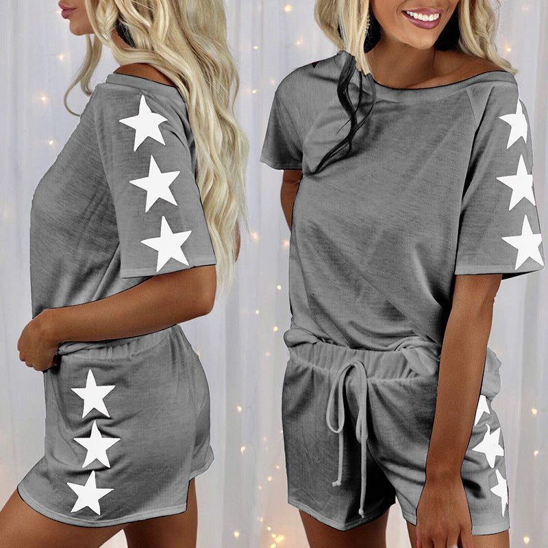 Round Neck Fashion Casual Suit Home Service Pajamas Women - Jointcorp