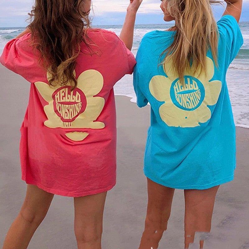 SUNFLOWER Printed Loose Round Neck Summer T-shirt