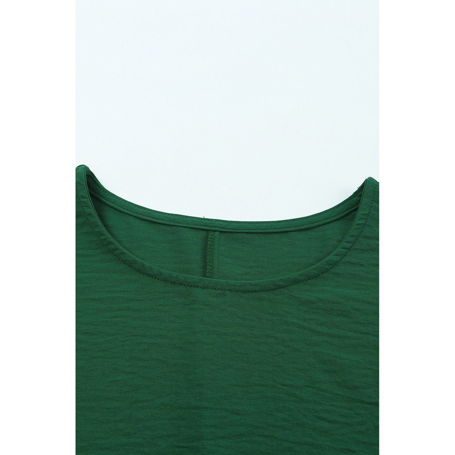 White Plain & Casual Shirred Cuffs Half Sleeve Top