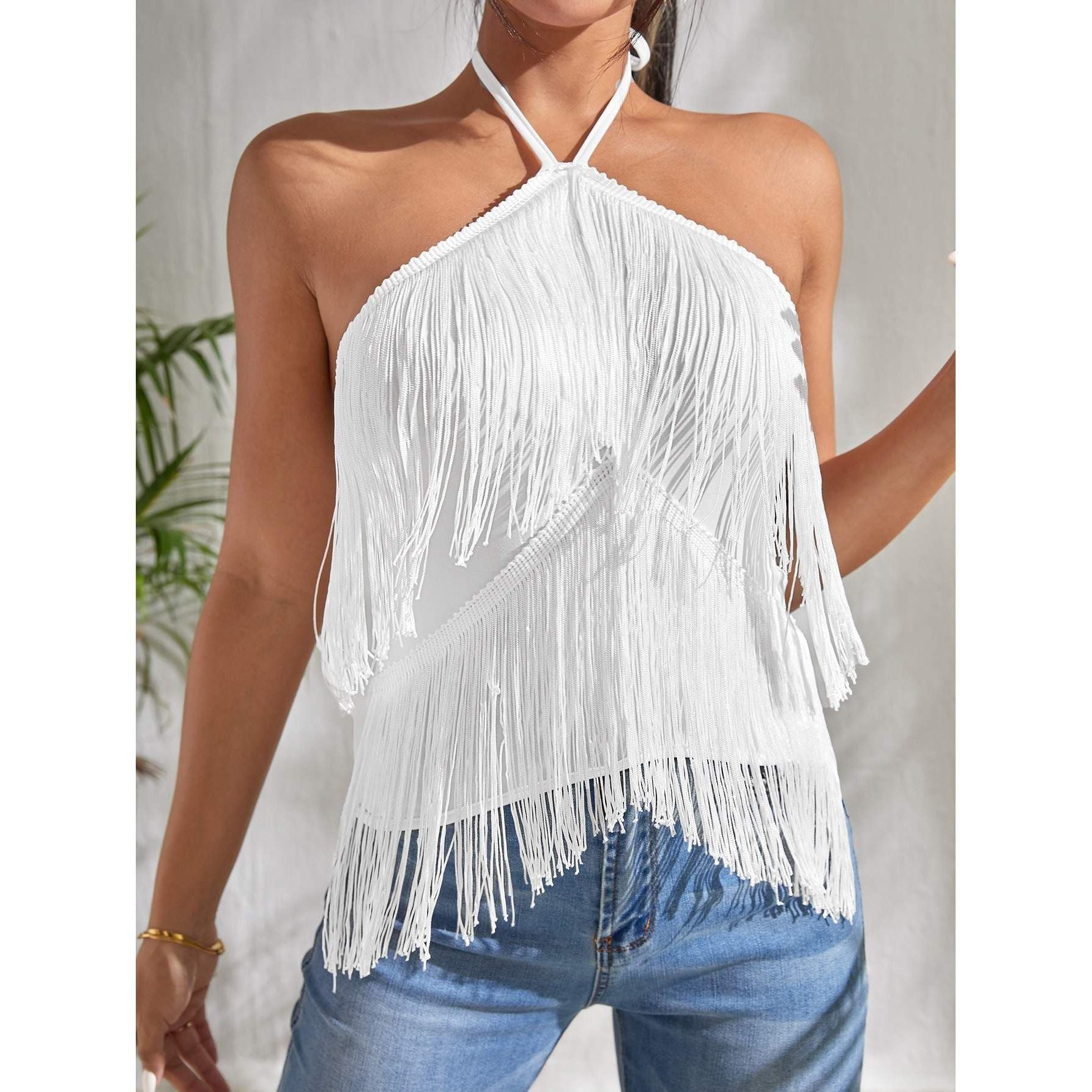 Sling Fashion Tassel Suspender Halter Top - Jointcorp