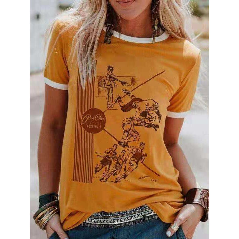 Pee Chee Folder Printed Short-sleeved T-shirt For Women