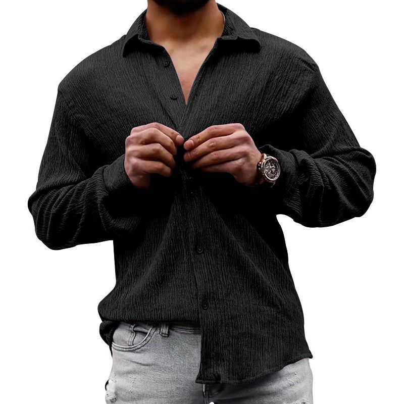 Loose Plus Size Solid Color Shirt Lapel Long Sleeve Casual Shirt - Jointcorp
