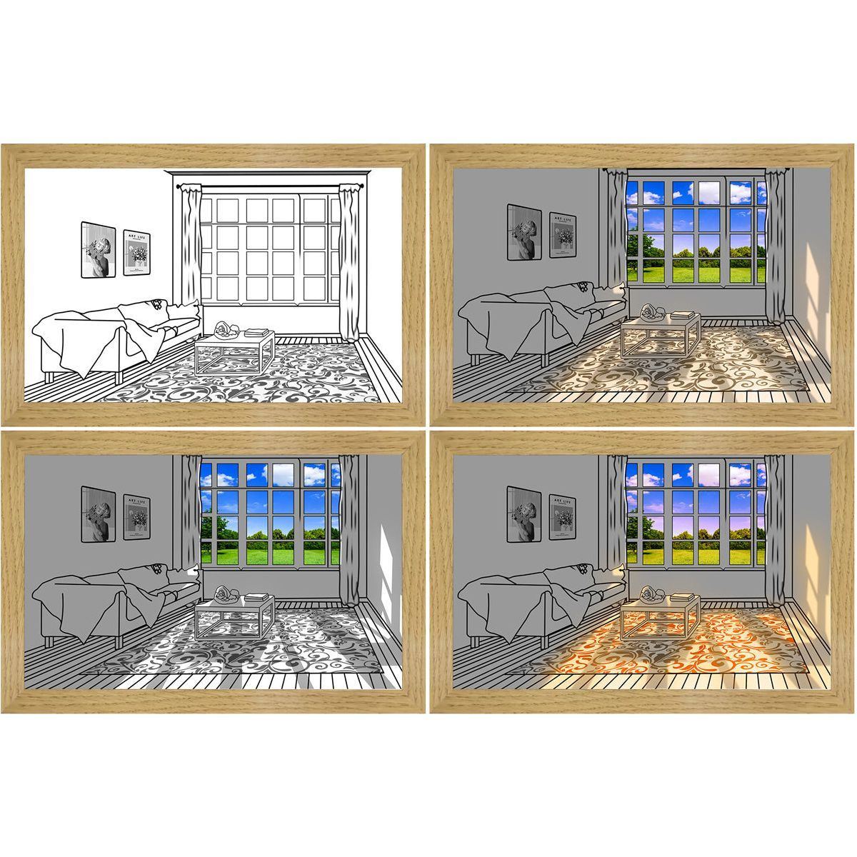 Illuminated Picture LED Decorative Light Painting Bedside Picture Style Creative Modern Simulate Sunshine Drawing Night Light Gift