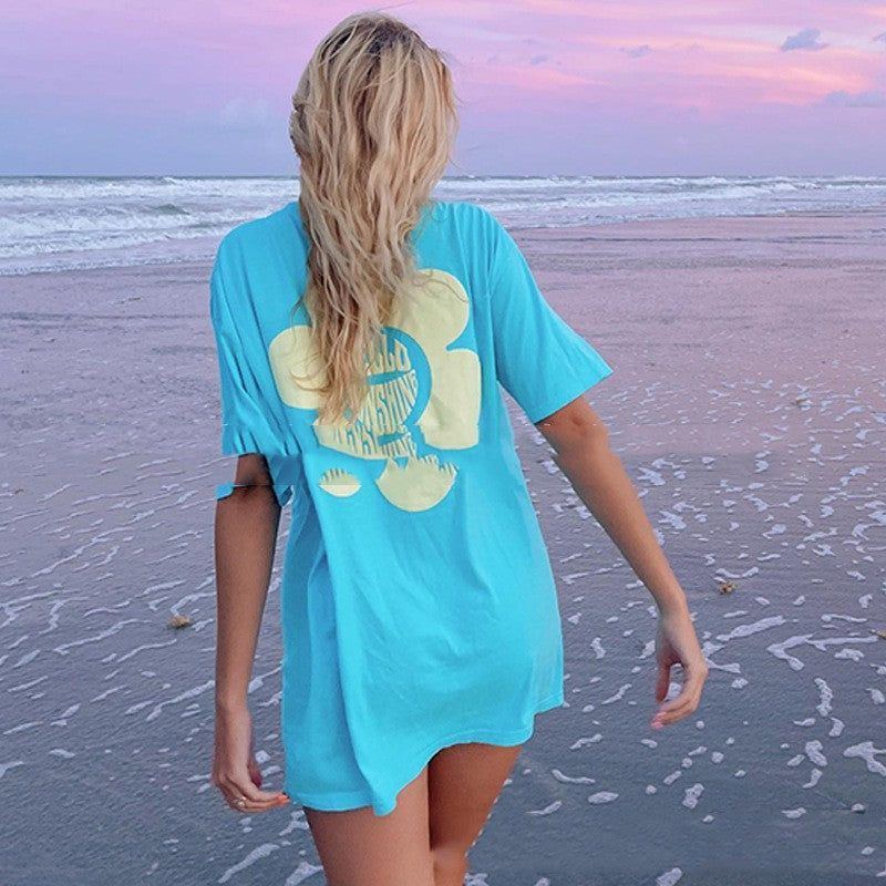 SUNFLOWER Printed Loose Round Neck Summer T-shirt