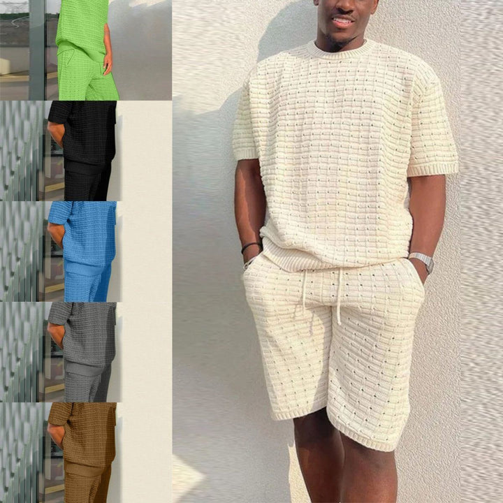 Men's Summer Suit Fashion Loose Men 2 Pieces Outfit Summer Hippie Shirt And Short Set - Jointcorp