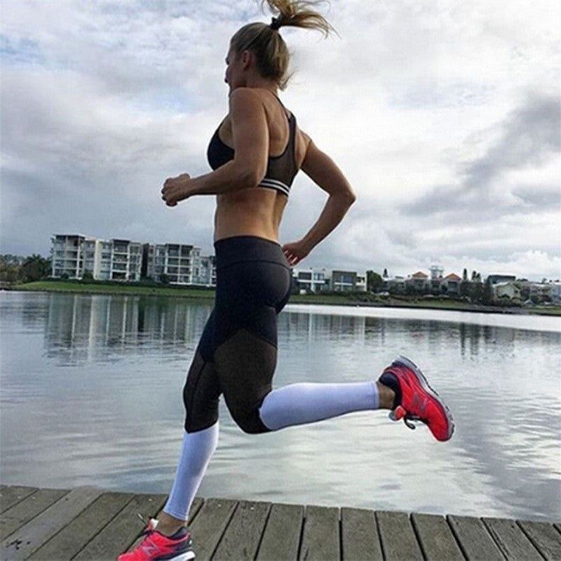 Yoga Pants Mesh Stitching Color Matching Sports Leggings Breathable - Jointcorp