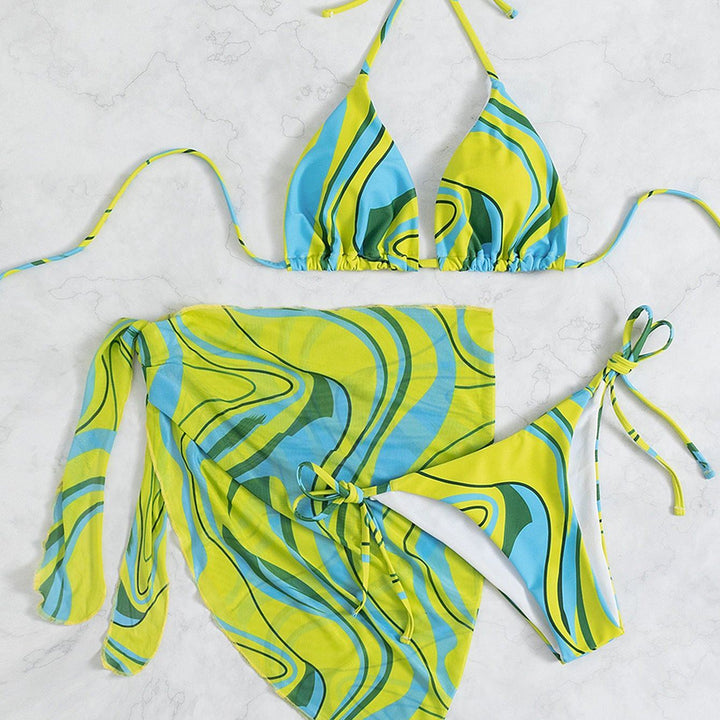 Ladies Halter Backless Beach Bikini Three Piece