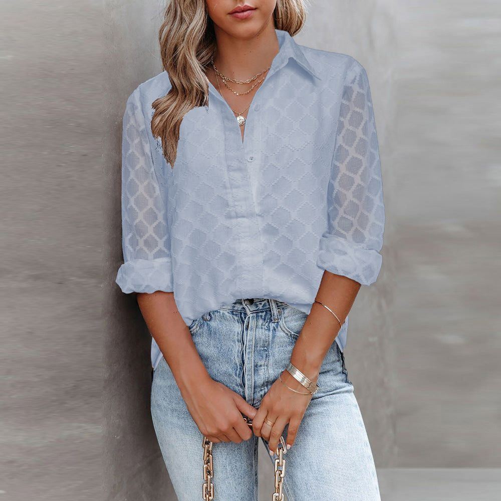 Tulle Long Sleeved Lace Shirt Women's Loose Top - Jointcorp