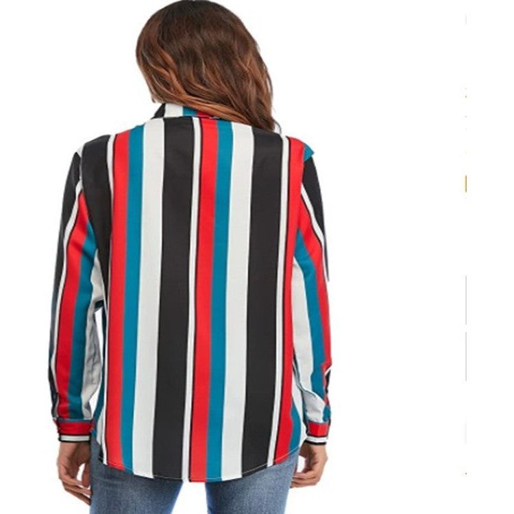 Women's Striped Print Single Breasted Shirt - Jointcorp