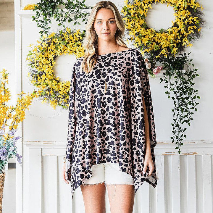 Leopard Print Loose Top Women's Mid-length Short Sleeve T-shirt