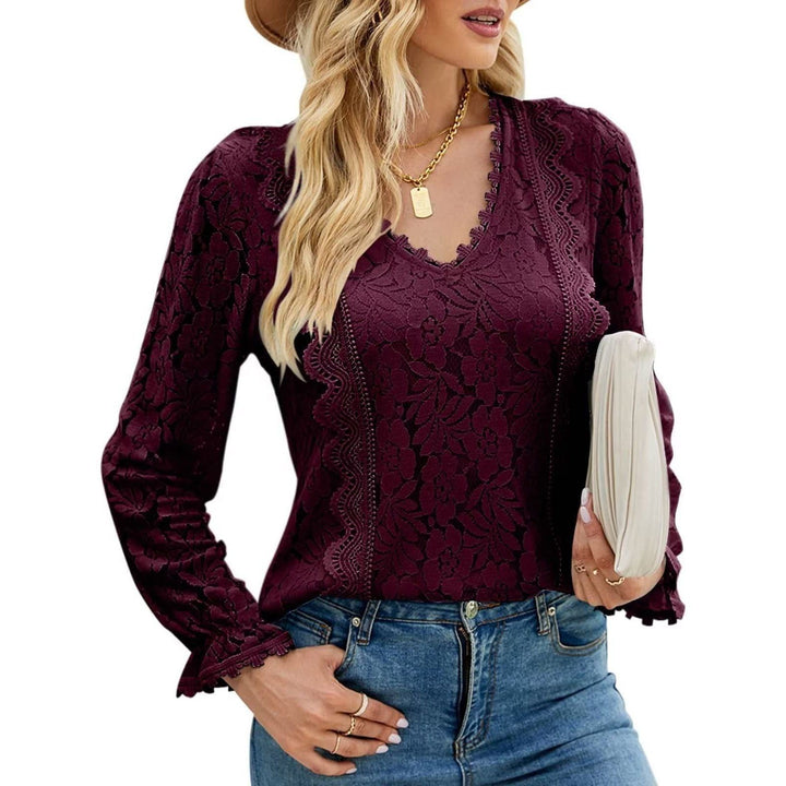 Hollow Long Sleeve Lace Top Woman - Jointcorp