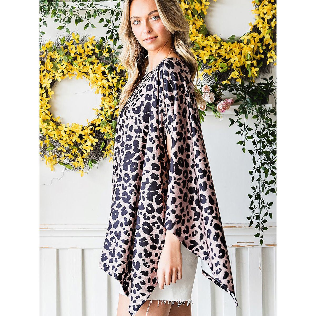 Leopard Print Loose Top Women's Mid-length Short Sleeve T-shirt