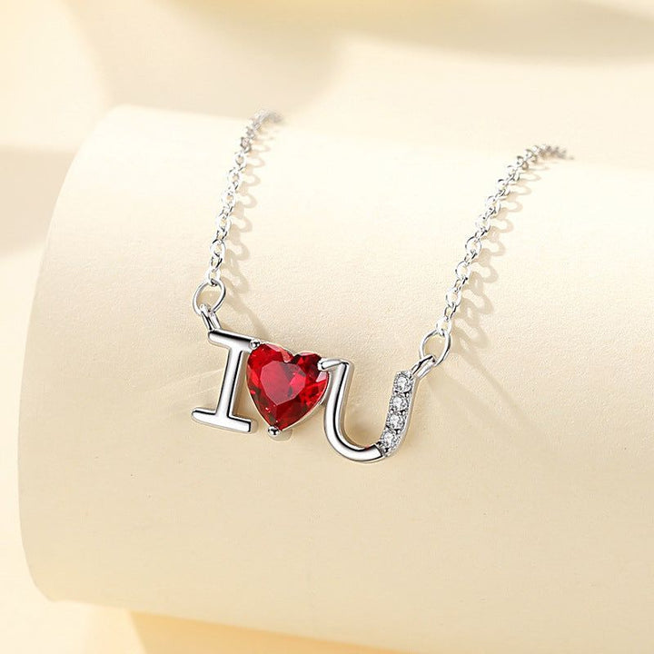 Sterling Silver S925 Diamond Letters I Love You Necklace - Jointcorp