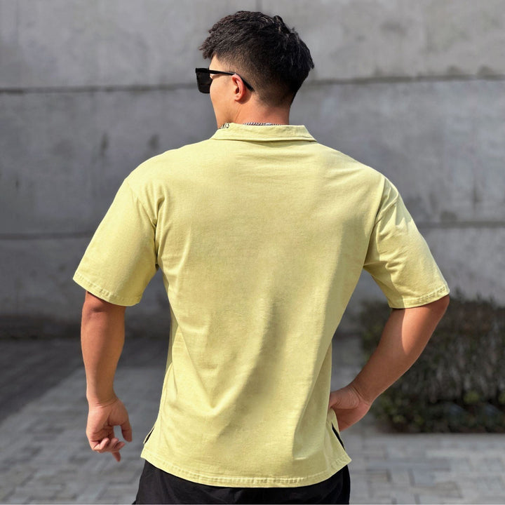 Fitness Running Loose Cotton Lapel Embroidered Thick T-shirt - Jointcorp