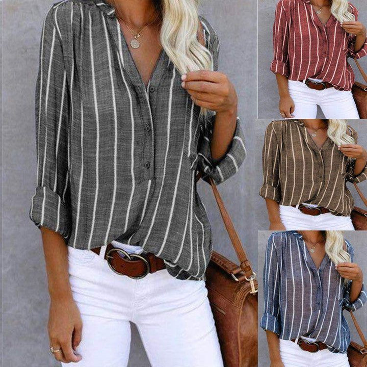 Simple And Fashionable Printed Striped Shirt For Women - Jointcorp