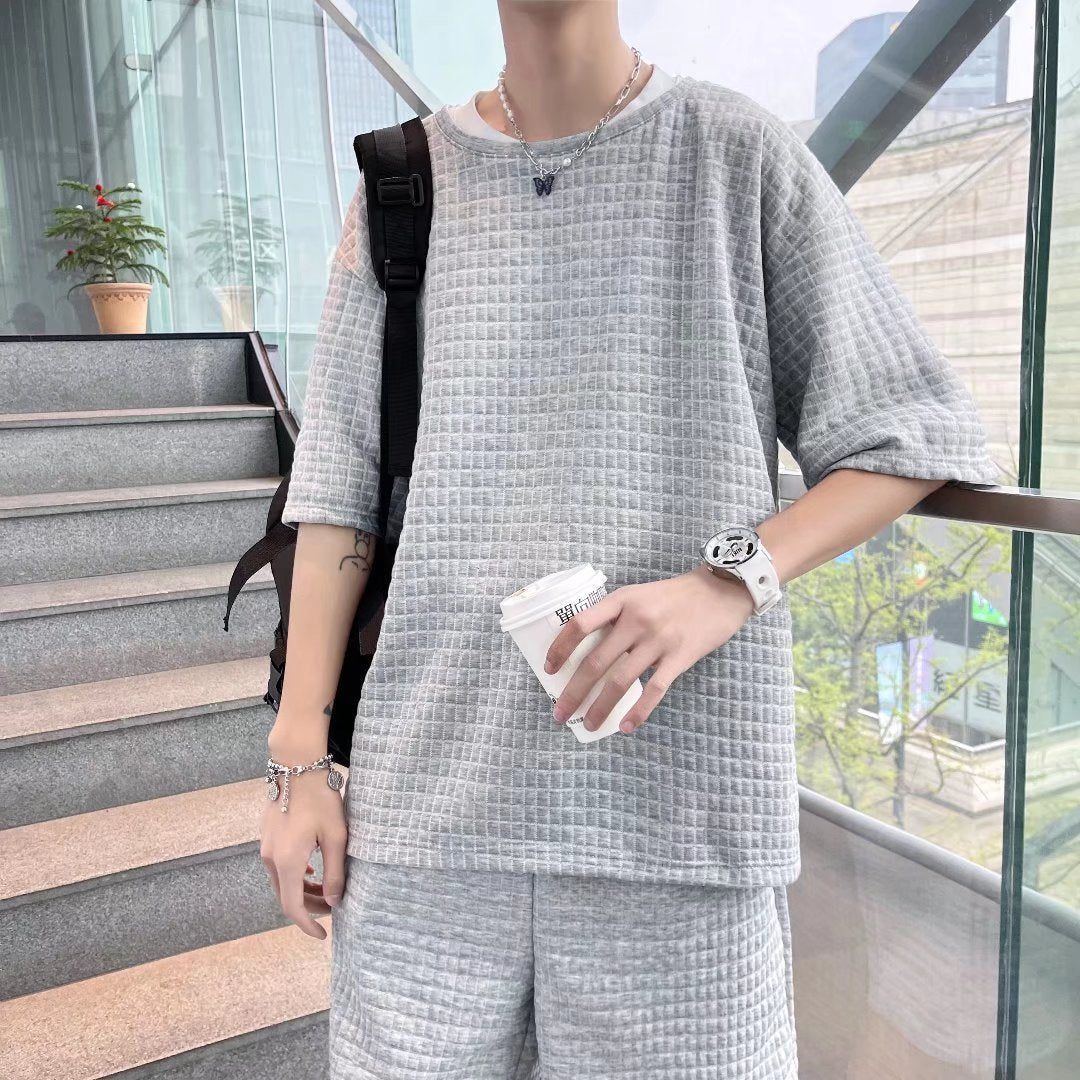 Summer Half Sleeves T-shirt Shorts New Two-piece Suit Casual Simple Men's Clothing - Jointcorp