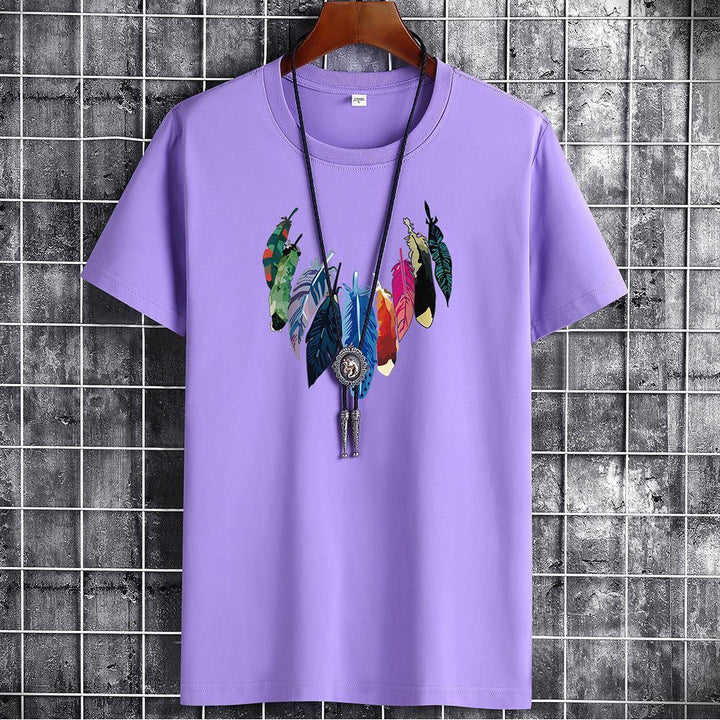 Men's Short-sleeved T-shirt Inner Loose Solid Color White Half Sleeve T-shirt Plus Size Men's Clothing - Jointcorp