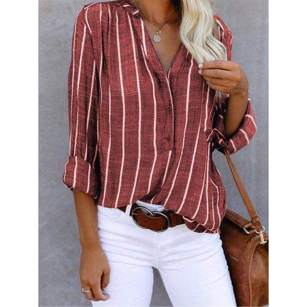 Simple And Fashionable Printed Striped Shirt For Women - Jointcorp