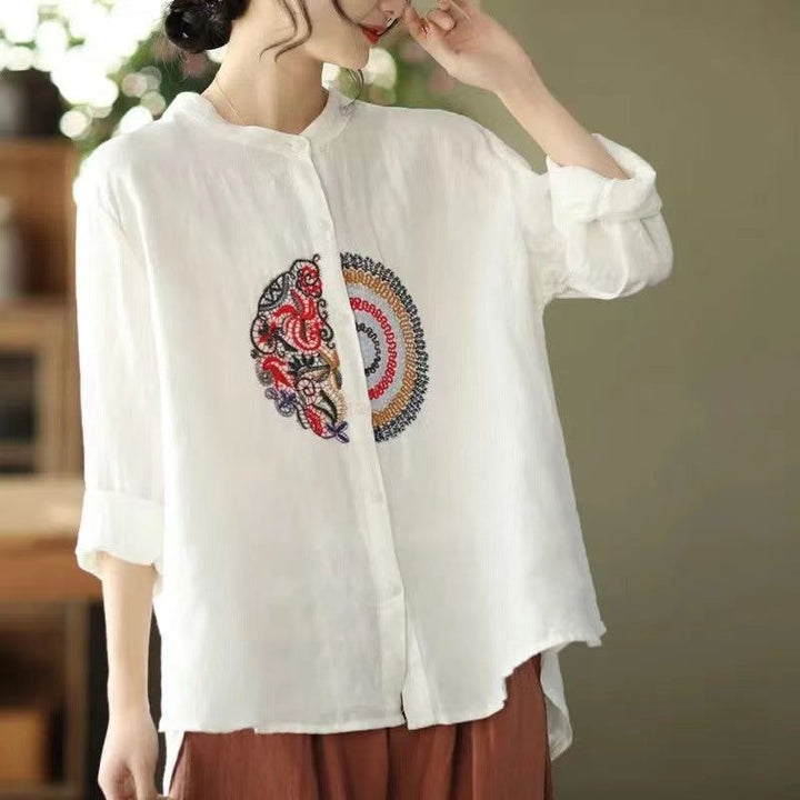 Casual Large Size Literary Cotton Hemp Long Sleeve T-shirt - Jointcorp