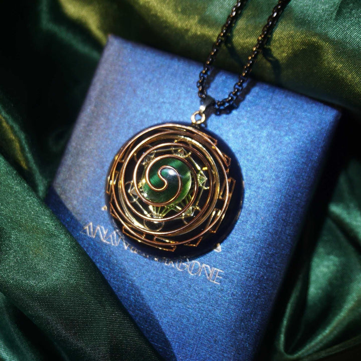Geometric High Frequency Coil Hand Custom Crystal Pendant Necklace - Jointcorp