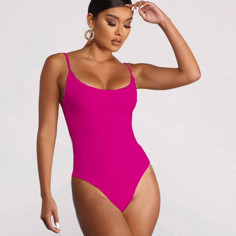 Summer Bikini Backless String Large Size Sexy Solid Color Triangle One-piece Swimsuit Womens Clothing