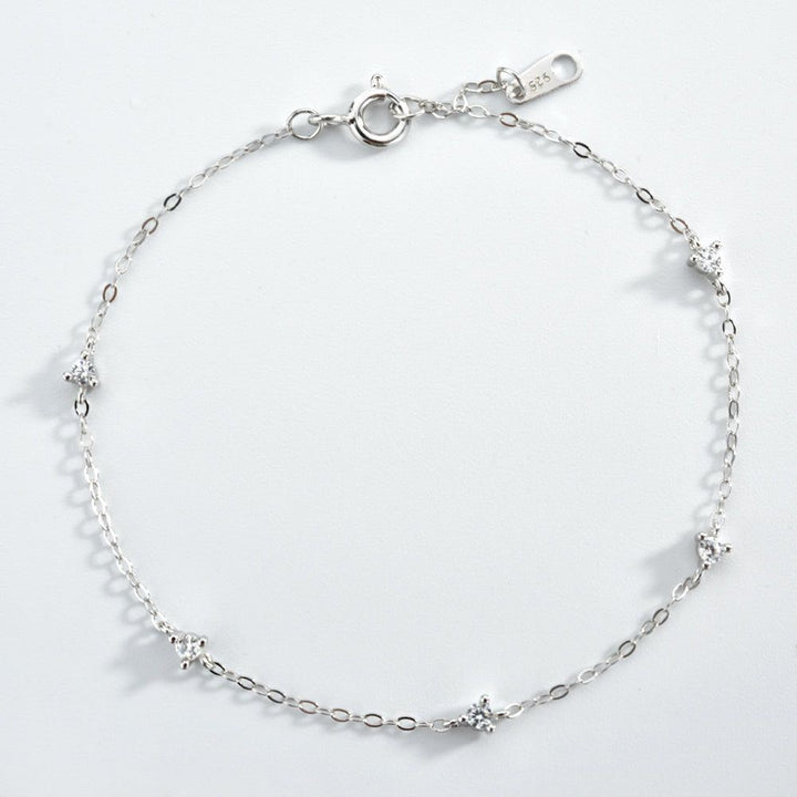 Women's S925 Sterling Silver Gold-plated Round Zirconium Stitching Bracelet - Jointcorp