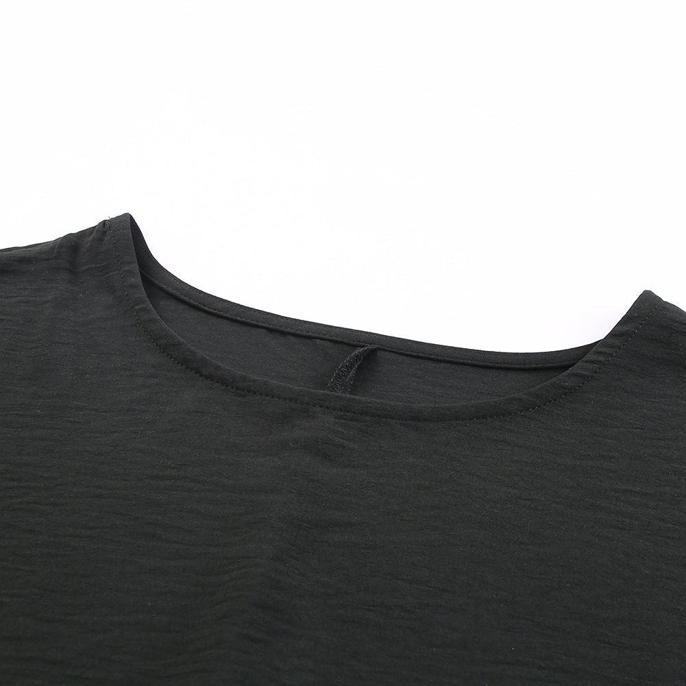White Plain & Casual Shirred Cuffs Half Sleeve Top
