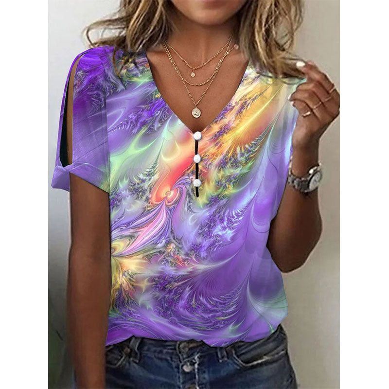 Ladies New Tie-dye Short Sleeve T-shirt Top