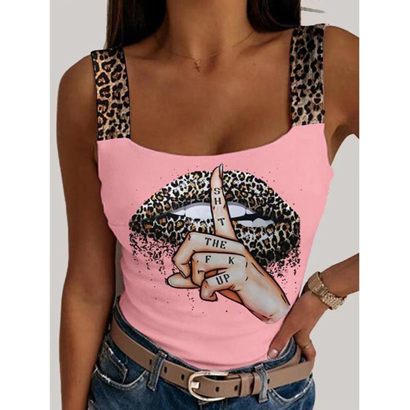 Women's Sexy Camisole Lip Printings Vest Top - Jointcorp