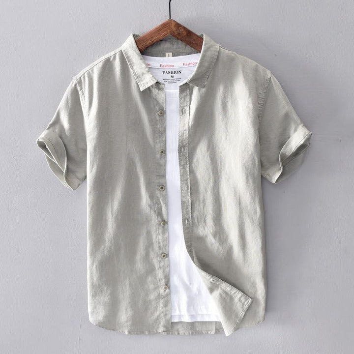 Men's Casual Cotton And Linen Short Sleeve Shirt - Jointcorp