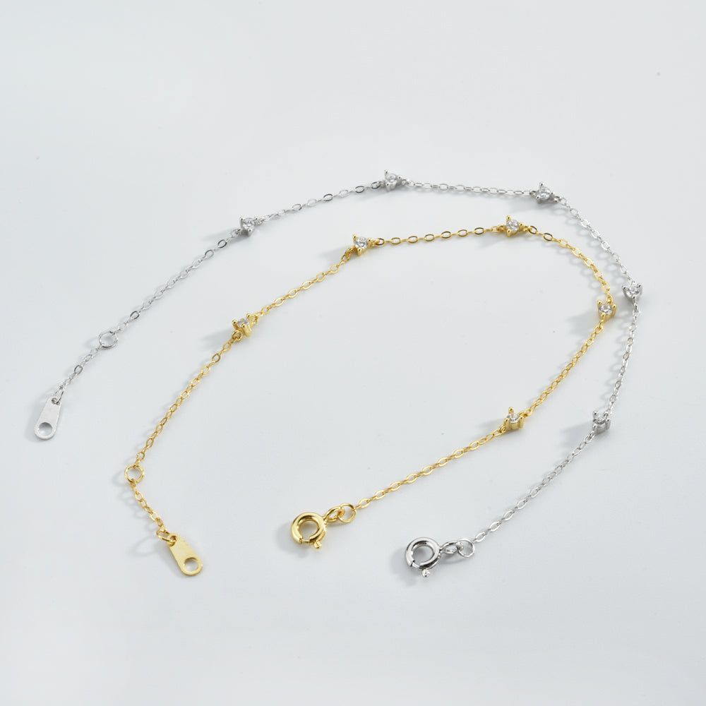 Women's S925 Sterling Silver Gold-plated Round Zirconium Stitching Bracelet - Jointcorp