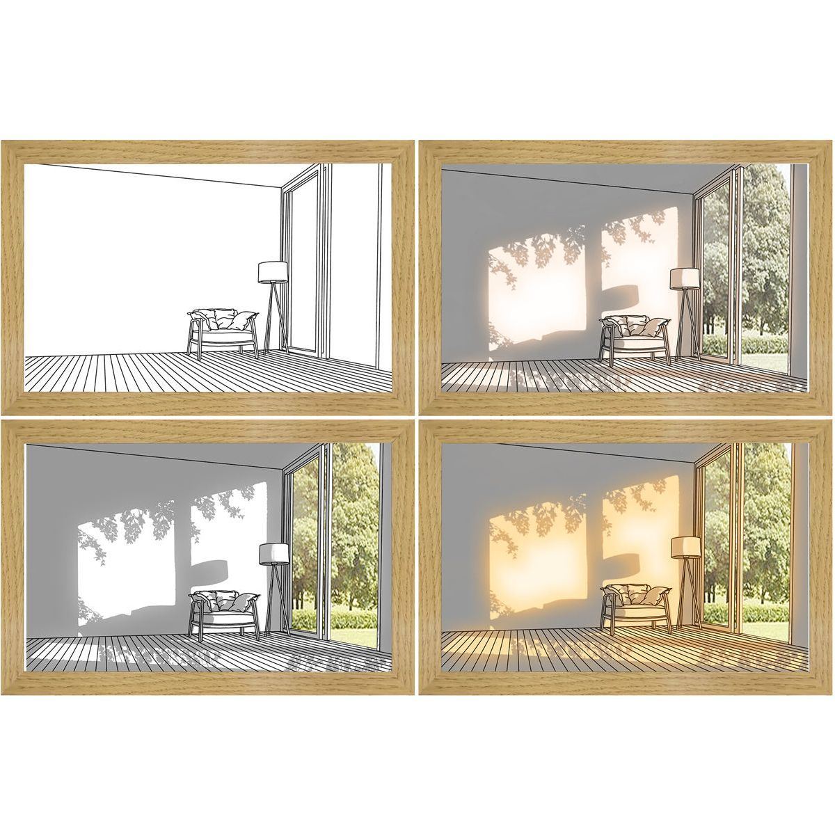 Illuminated Picture LED Decorative Light Painting Bedside Picture Style Creative Modern Simulate Sunshine Drawing Night Light Gift