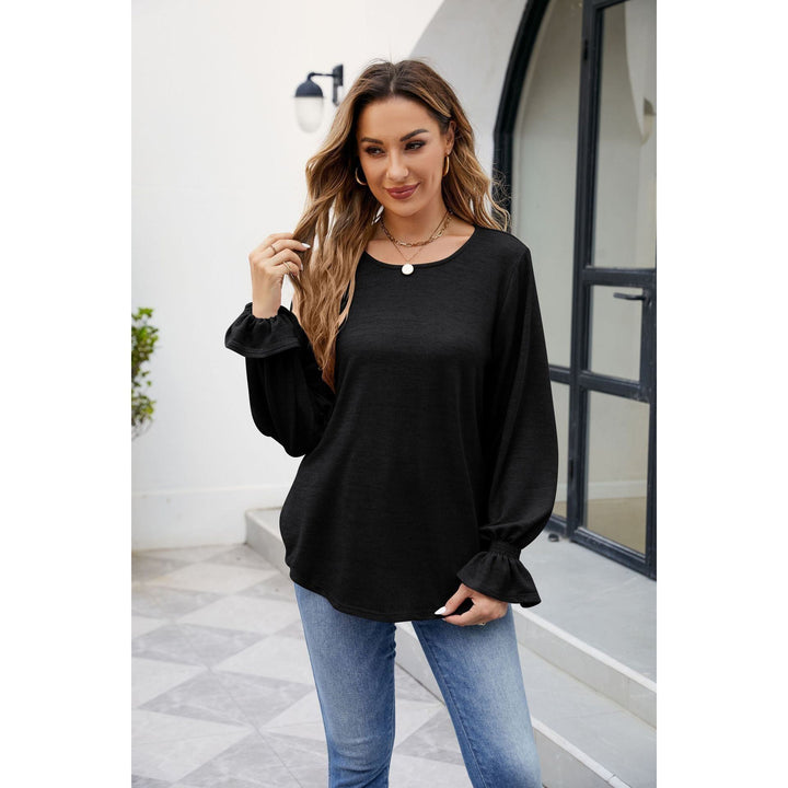 Autumn And Winter New Solid Color Round Neck Loose Long-sleeved T-shirt