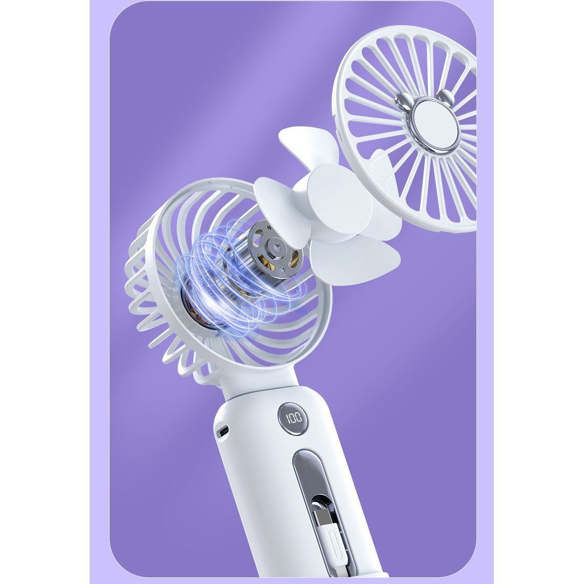 2-in-1 Handheld Fan Fast Charging Power Supply Portable Handheld Small Fan Desktop Silent Mini Fan For Home