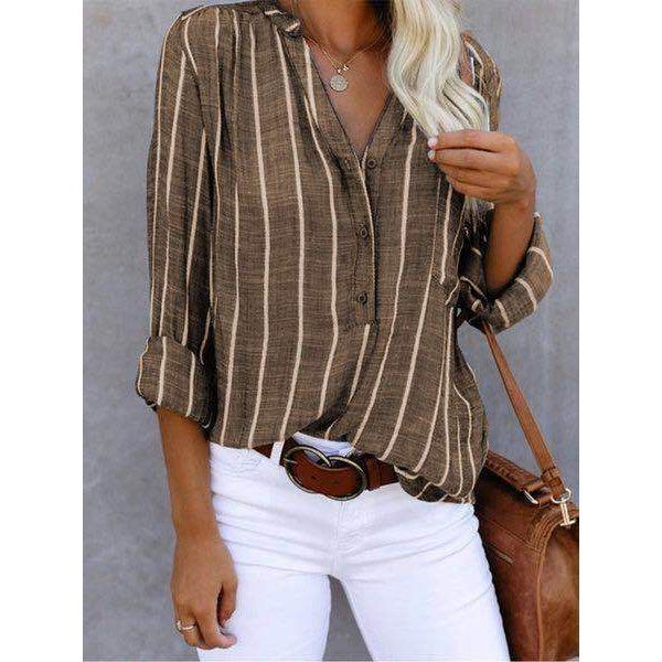 Simple And Fashionable Printed Striped Shirt For Women - Jointcorp