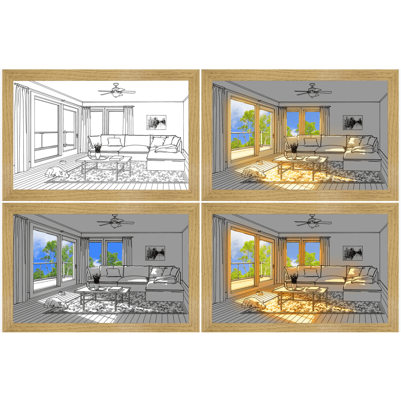 Illuminated Picture LED Decorative Light Painting Bedside Picture Style Creative Modern Simulate Sunshine Drawing Night Light Gift