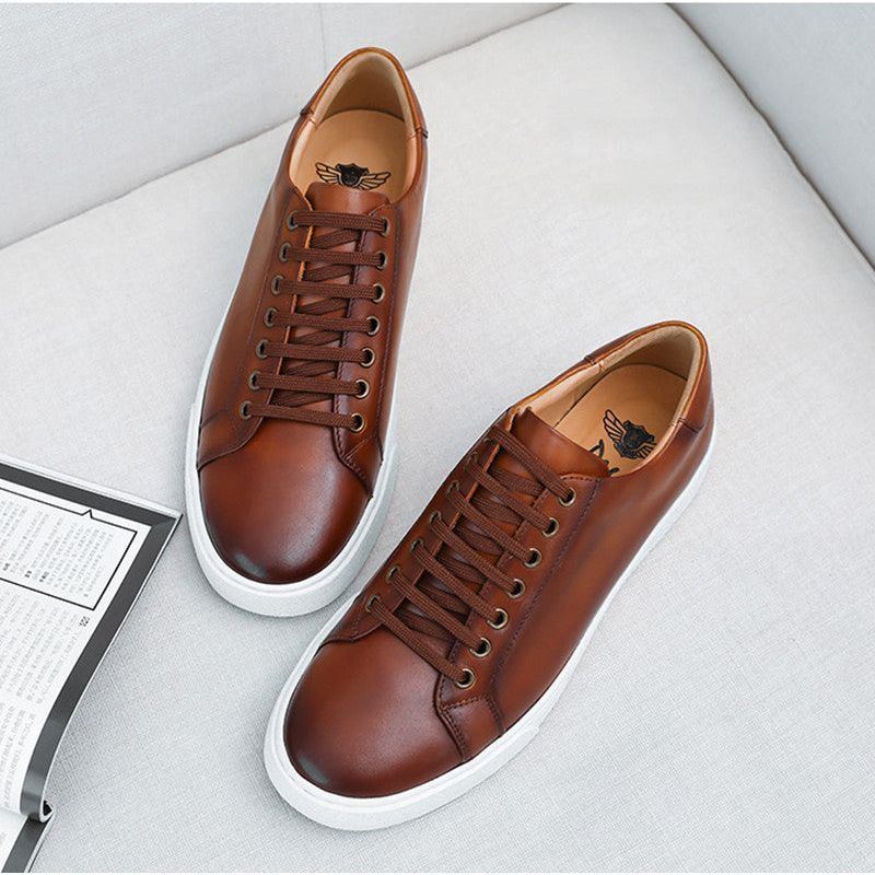 Men's Casual Leather Toe Top Layer Cowhide Soft Sole - Jointcorp