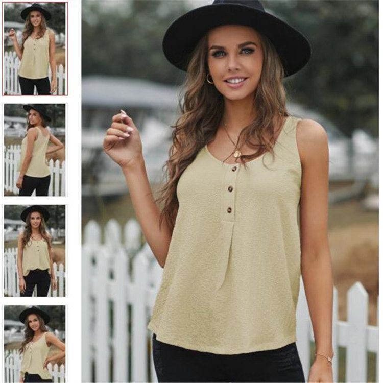 Solid Color Simple T-shirt Vest Women's Clothing