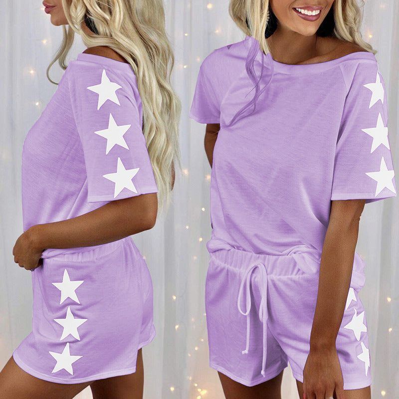 Round Neck Fashion Casual Suit Home Service Pajamas Women - Jointcorp