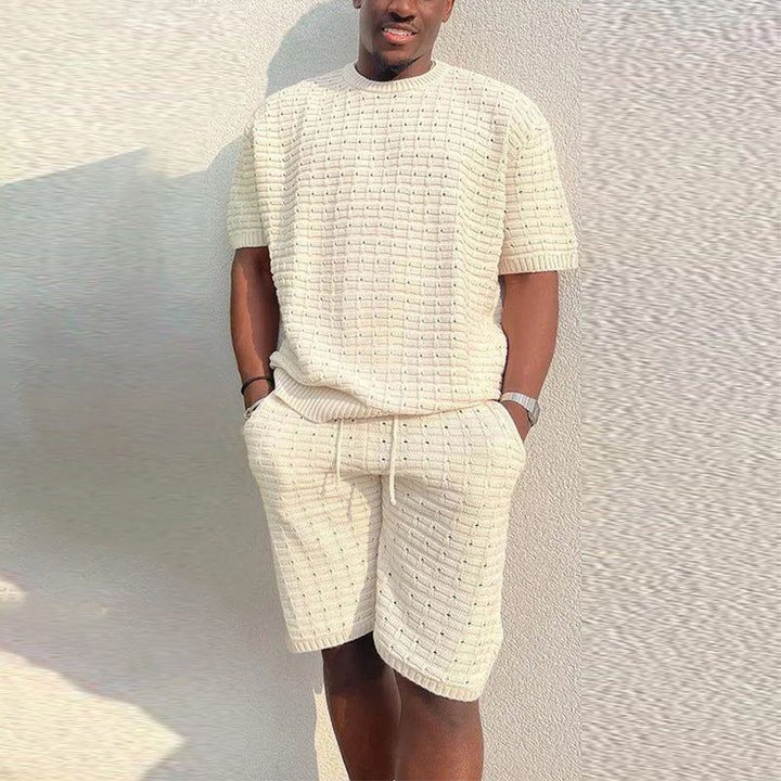 Men's Summer Suit Fashion Loose Men 2 Pieces Outfit Summer Hippie Shirt And Short Set - Jointcorp