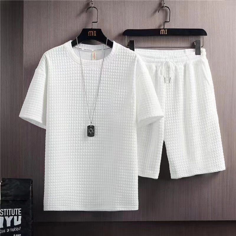 Summer Half Sleeves T-shirt Shorts New Two-piece Suit Casual Simple Men's Clothing - Jointcorp