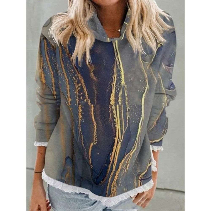 Abstract Printing Hooded Long Sleeve Sweater