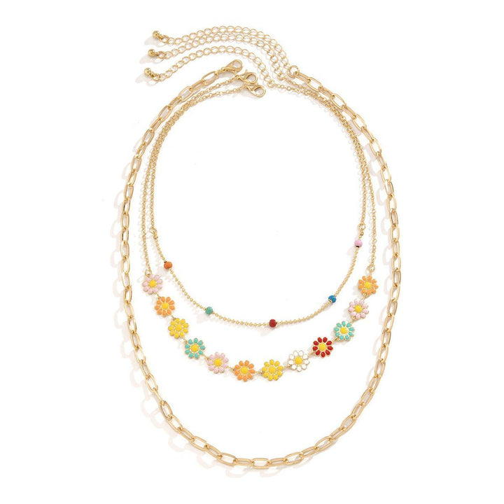Retro Simple Ethnic Style Color Little Daisy Necklace - Jointcorp
