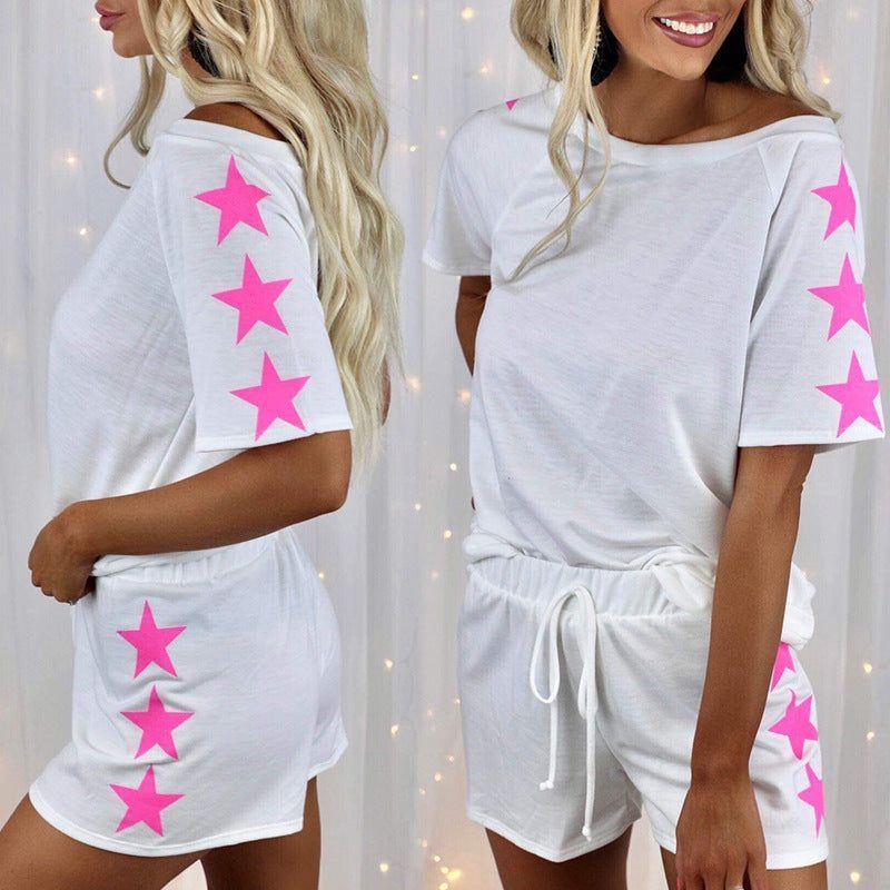 Round Neck Fashion Casual Suit Home Service Pajamas Women - Jointcorp