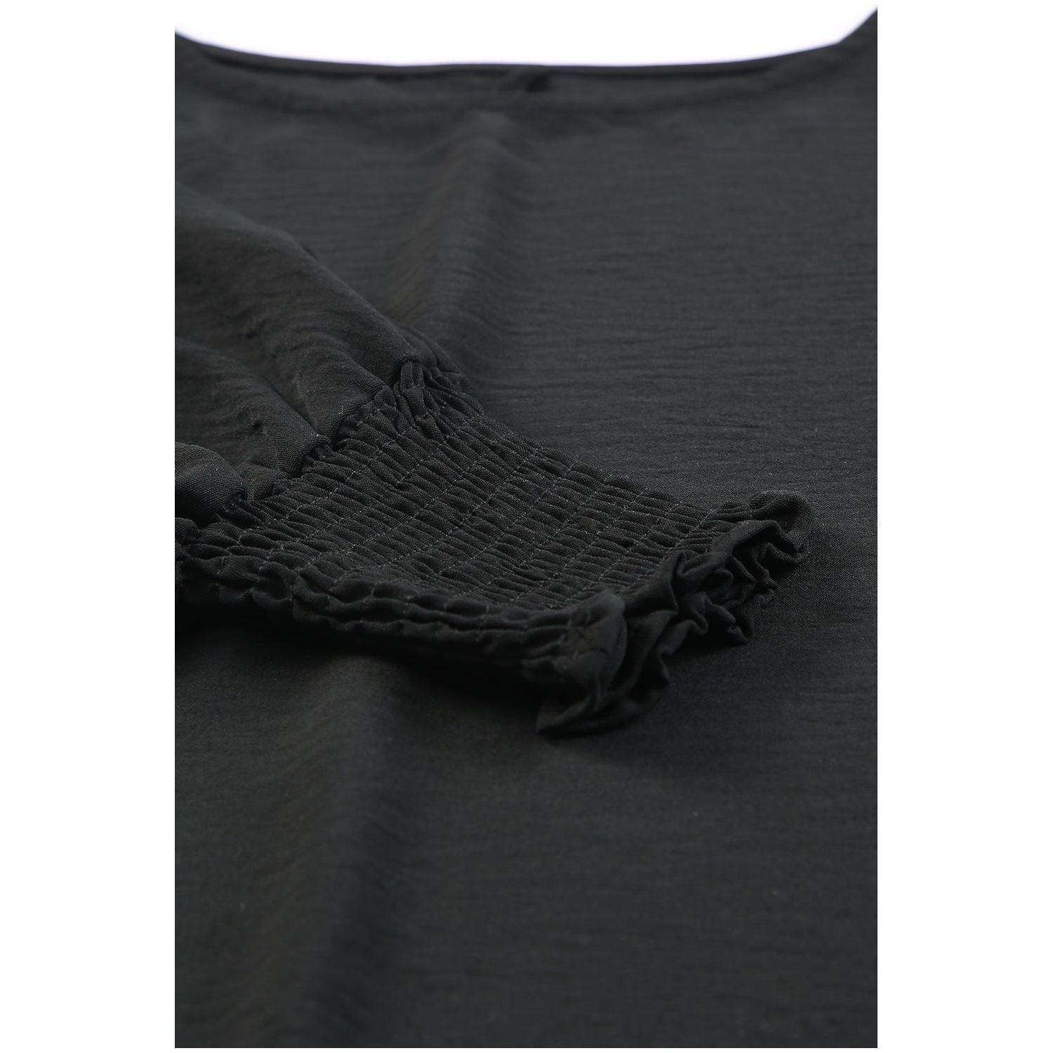 White Plain & Casual Shirred Cuffs Half Sleeve Top