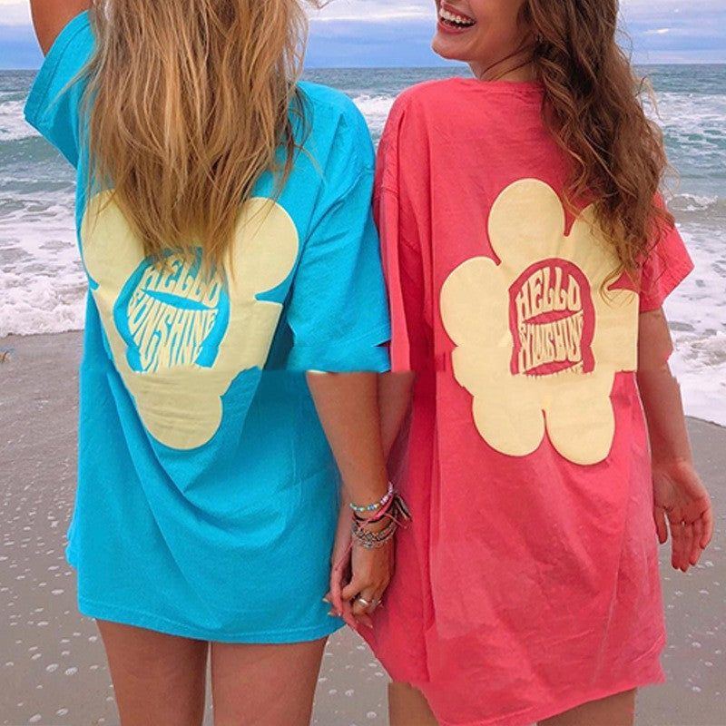 SUNFLOWER Printed Loose Round Neck Summer T-shirt