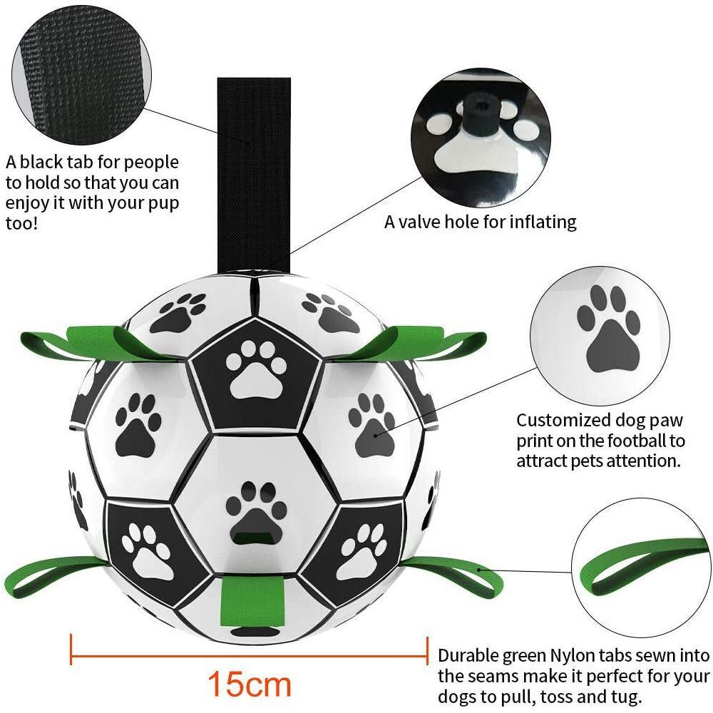 Dog Toys Interactive Pet Football Toys with Grab Tabs Dog Outdoor training Soccer Pet Bite Chew Balls for Dog accessories