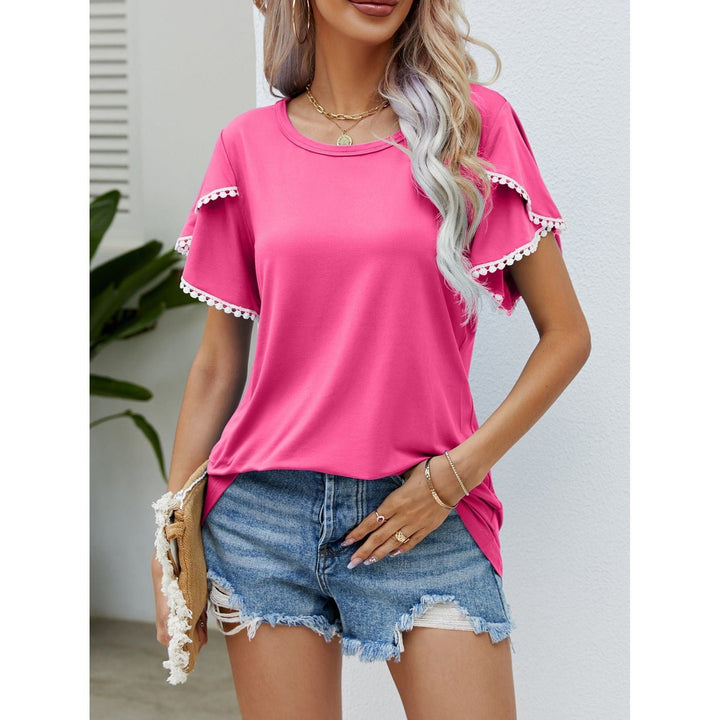 Round Neck Tassel Tulip Sleeve T-shirt Casual Top For Women - Jointcorp