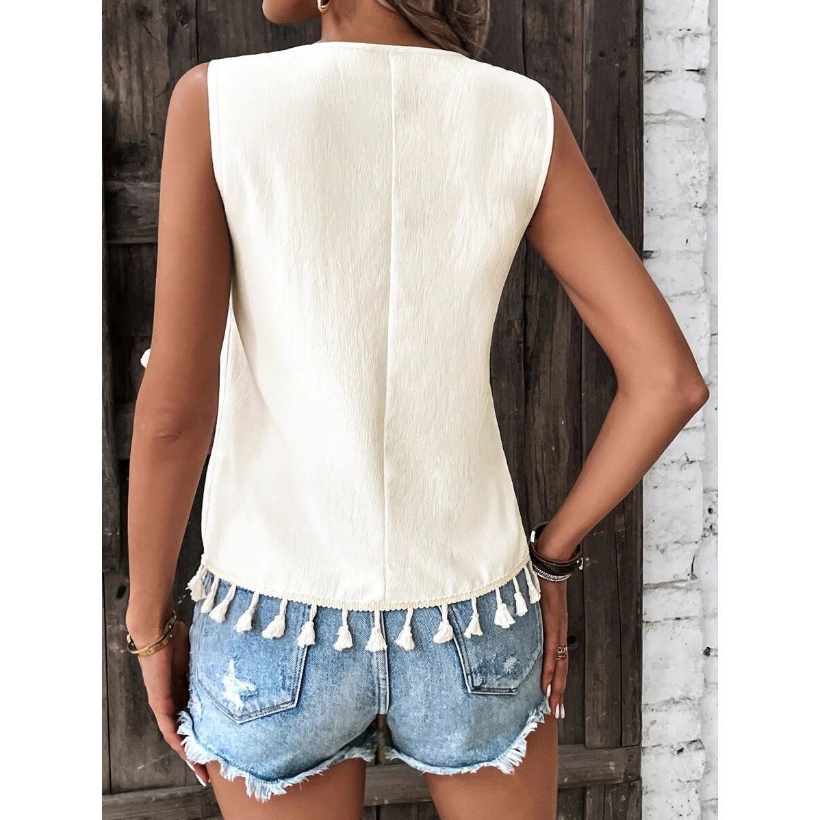 Women's Summer Ethnic Style V-neck Embroidery Vest Top - Jointcorp