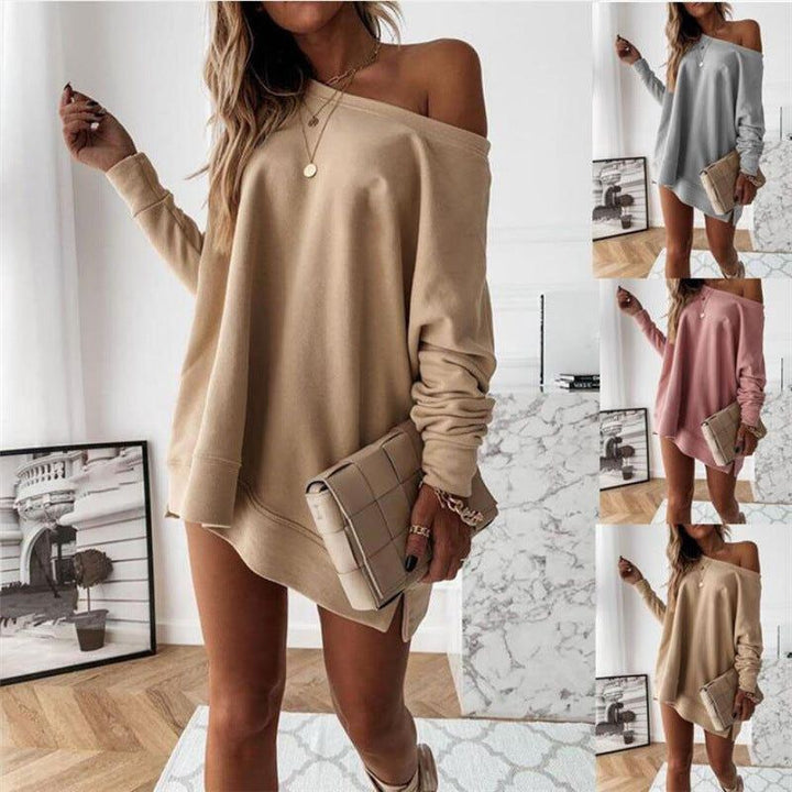 Winter Sweater: Long Sleeve, Solid Color, Loose Fit